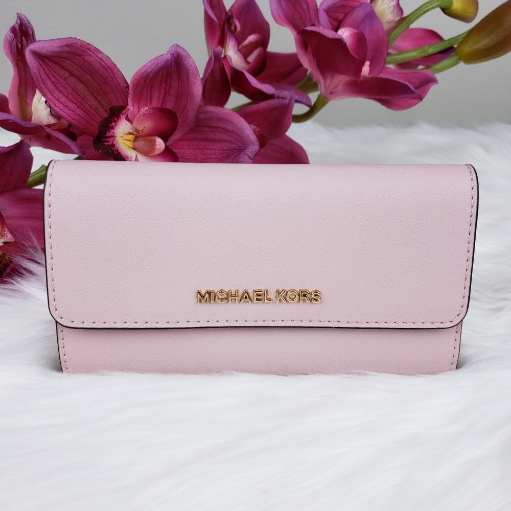 🌺NWT Michael Kors LG Trifold Wallet Blossom Pink - Picture 4 of 7